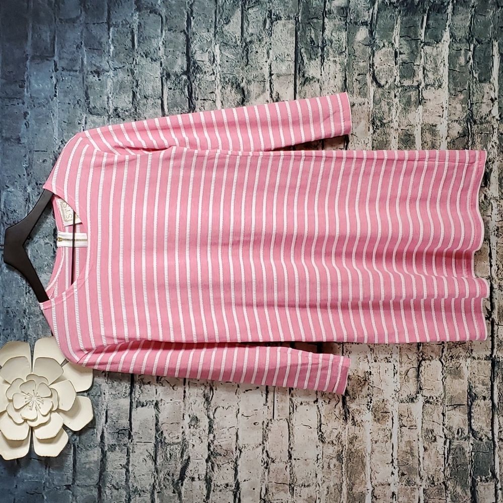 Sail to Sable Pink Striped Long Sleeve Dress
